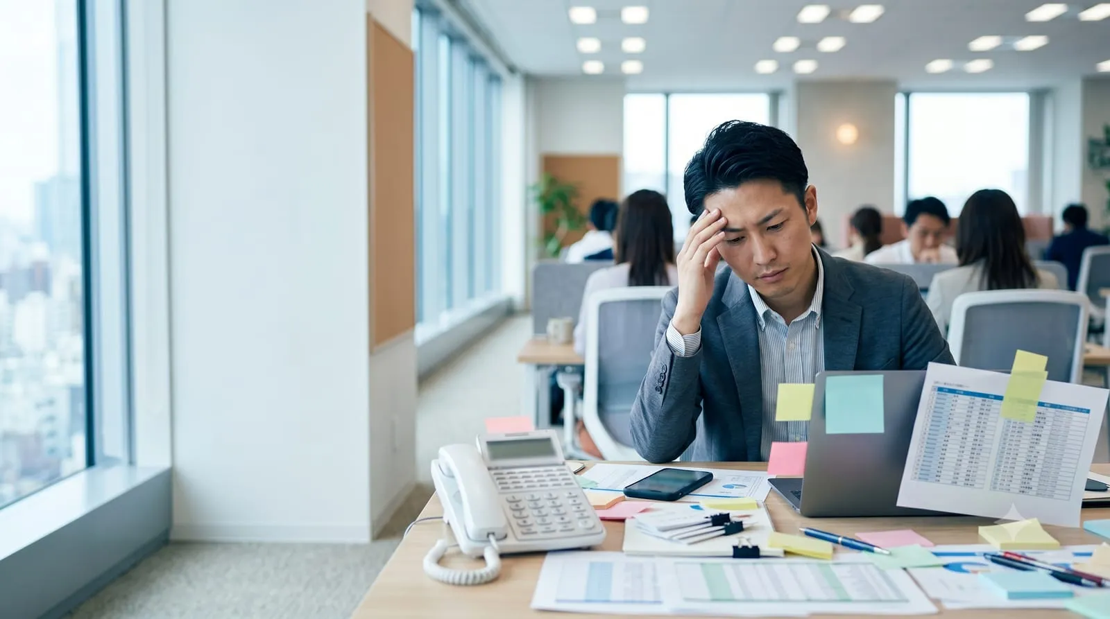付箋とExcelに埋もれ、テレアポ管理に頭を抱える担当者